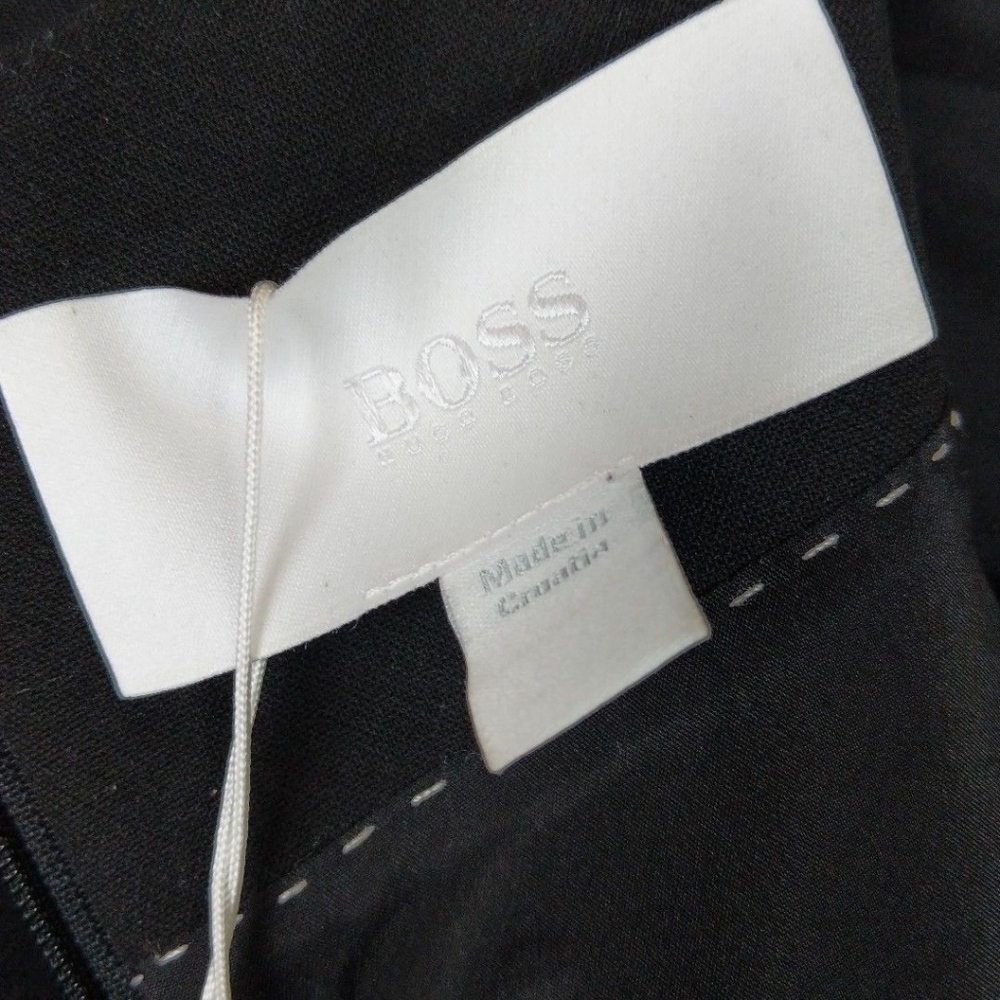 Hugo Boss Dapena Mixed Media V-Neck Sheath Dress - Picture 5 of 6